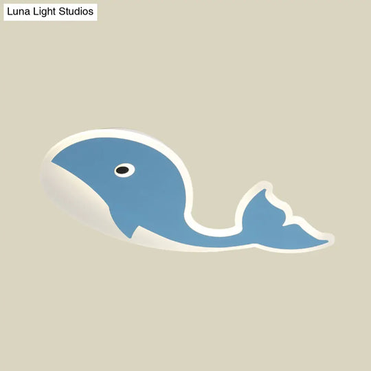 Cartoon Whale Flush Mount Lamp - Ultrathin Acrylic Led Ceiling Light For Kids’ Room (Pink/Blue)