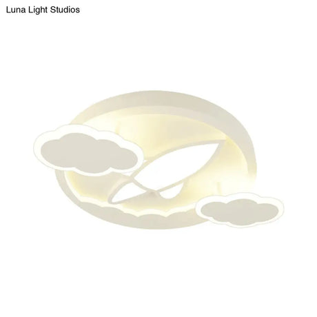 Cartoon White Led Ceiling Mount Light Cloud Deco For Kid’s Bedroom