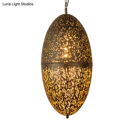 Carved Pendant Lighting: 1 Head Brass 8/11/13 Wide Metal Hanging Light Fixture