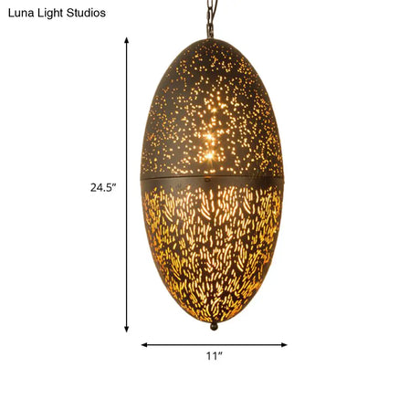 Carved Pendant Lighting: 1 Head Brass 8/11/13 Wide Metal Hanging Light Fixture