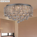 Cascading Crystal Ball Ceiling Light Fixture With 9 Lights In Modern Nickel Finish