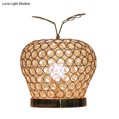 Caterina - Modern Crystal Apple Night Stand Lamp Creative 1-Light Hotel Table Lighting In Silver
