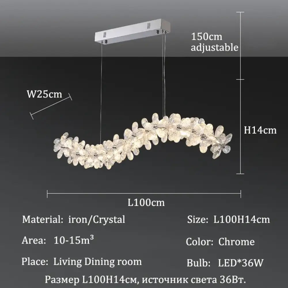 Celestia Modern Petal Crystal Chandelier – Luxury Chandelier L100cm / warm light 3000k
