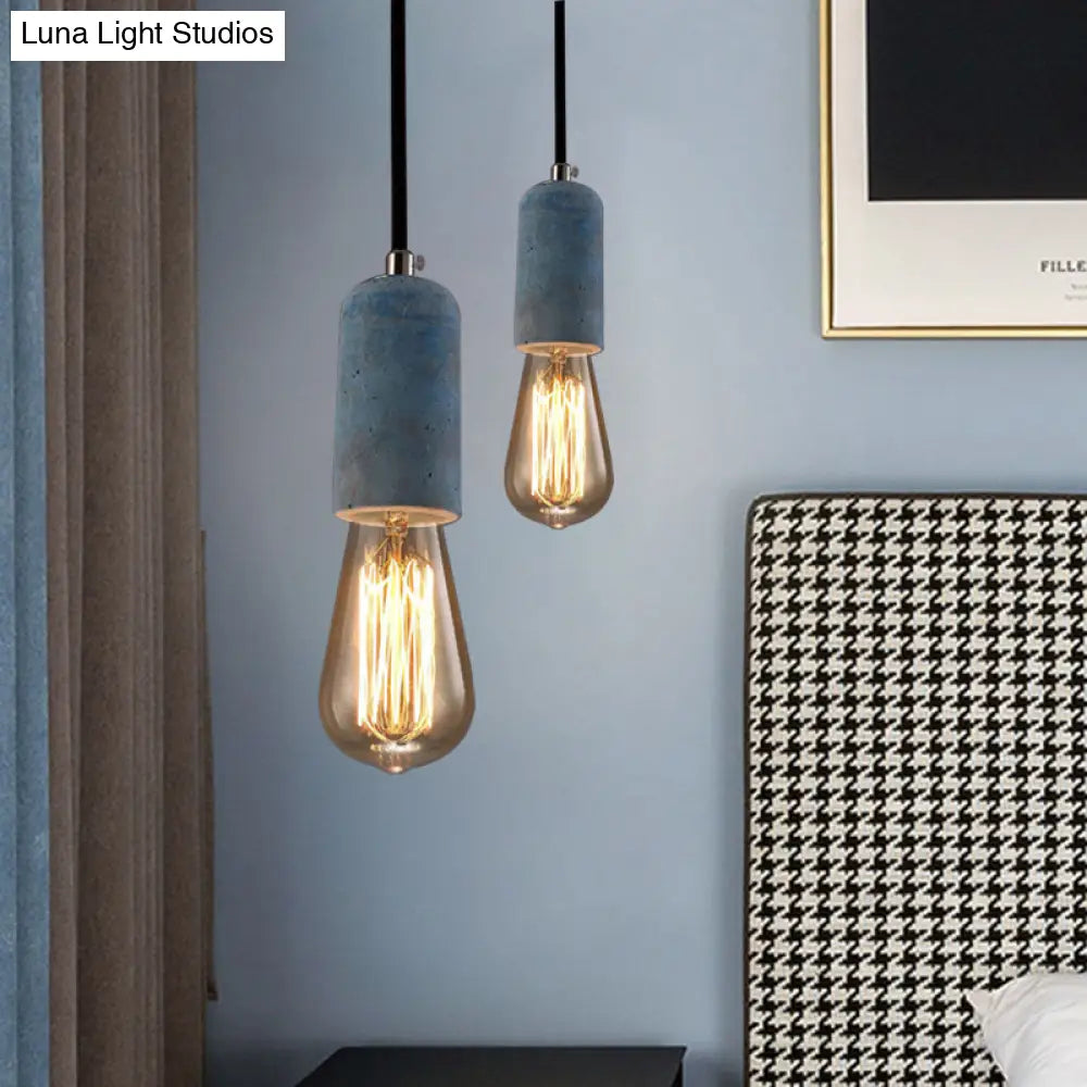 Minimalist Cement Hanging Pendant Light With Open Bulb - Ideal For Cafe And Restaurant
