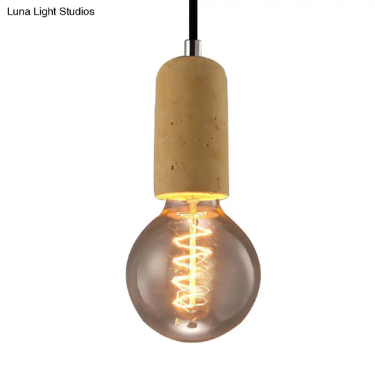 Cement Pendant Lamp - Open Bulb Minimalist Style 1-Light Ideal For Cafes And Restaurants