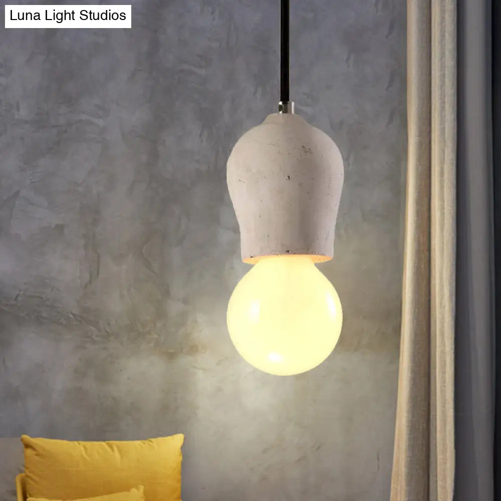 Cement Pendant Lamp - Open Bulb Minimalist Style 1-Light Ideal For Cafes And Restaurants Grey / B