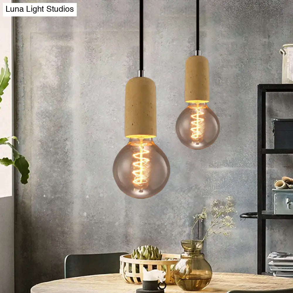 Cement Pendant Lamp - Open Bulb Minimalist Style 1-Light Ideal For Cafes And Restaurants Yellow / C