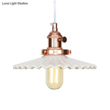 Ceramic Scalloped Edge Industrial Pendant Light With Single Bulb For Dining Rooms In Black Bronze