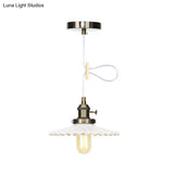 Ceramic Scalloped Edge Industrial Pendant Light With Single Bulb For Dining Rooms In Black Bronze