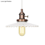 Ceramic Scalloped Edge Industrial Pendant Light With Single Bulb For Dining Rooms In Black Bronze