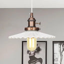 Ceramic Scalloped Edge Industrial Pendant Light With Single Bulb For Dining Rooms In Black Bronze