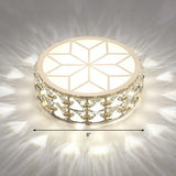 Champagne Led Crystal Embedded Round Ceiling Light - Simple Style Flush Mount For Passageway / 8’