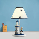 Chara - Kids Cartoon Table Light Resin 1 Head Children Room Task Lighting In Dark Blue / Girl