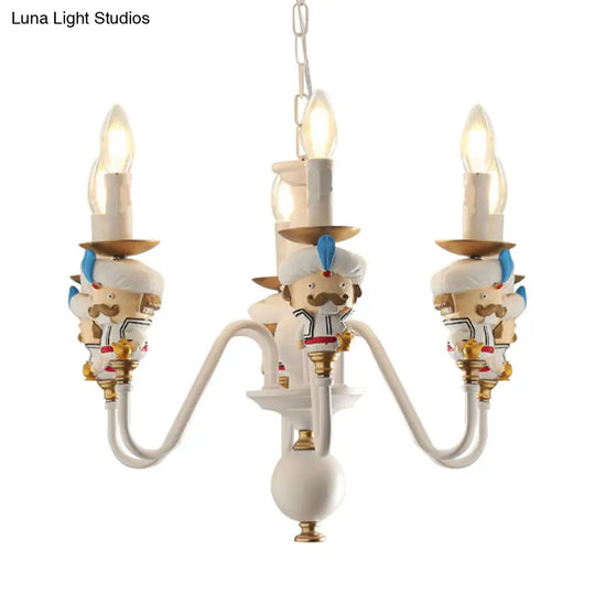 Charming White Cartoon Man Metal Chandelier - Ideal For Dining Room & Hanging Lights