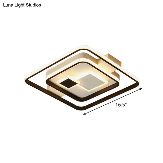 Checkered Acrylic Led Flush Mount Ceiling Light: Warm/White Black - White Modern Style