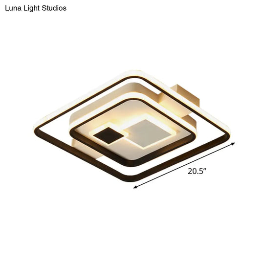 Checkered Acrylic Led Flush Mount Ceiling Light: Warm/White Black - White Modern Style