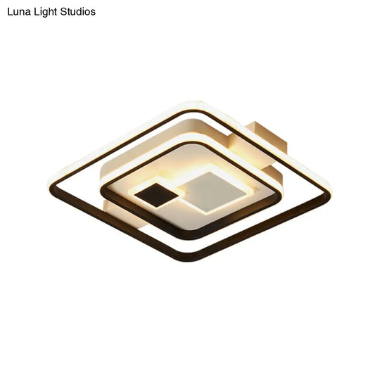 Checkered Acrylic Led Flush Mount Ceiling Light: Warm/White Black - White Modern Style