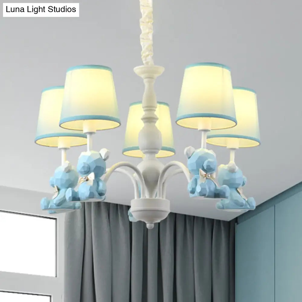 Chic Bear Hanging Ceiling Lamp - Metal And Resin Chandelier For Living Room