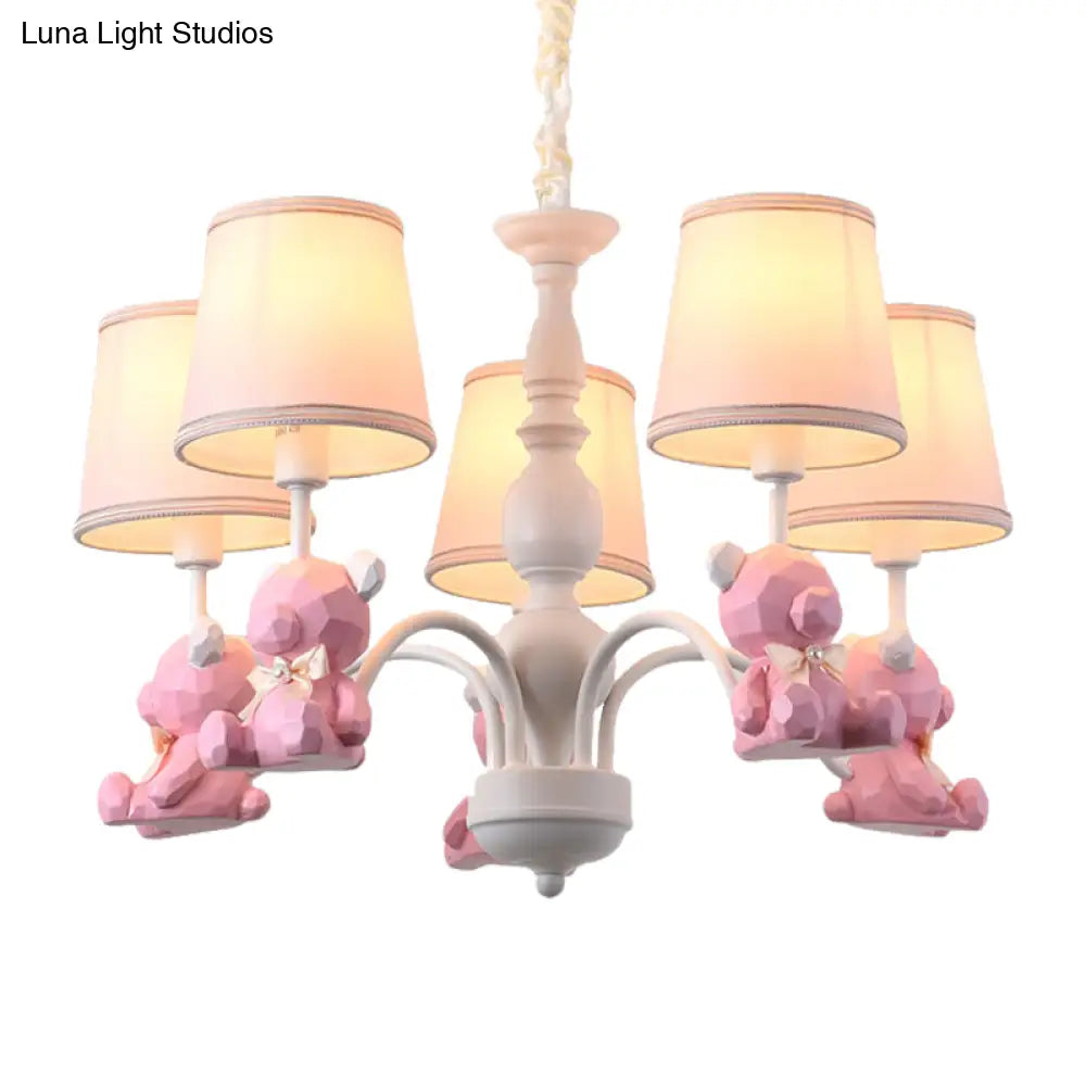 Chic Bear Hanging Ceiling Lamp - Metal And Resin Chandelier For Living Room