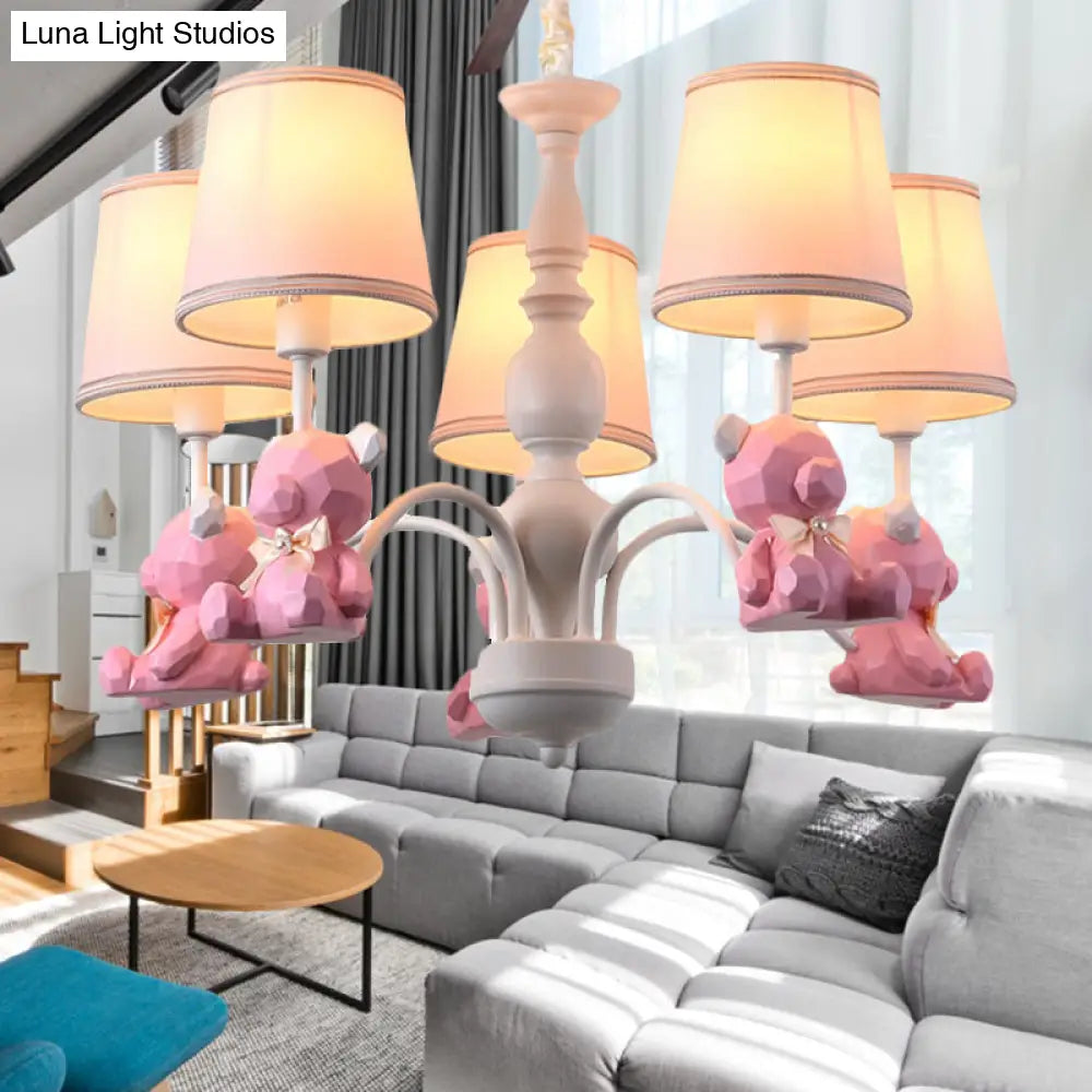 Chic Bear Hanging Ceiling Lamp - Metal And Resin Chandelier For Living Room