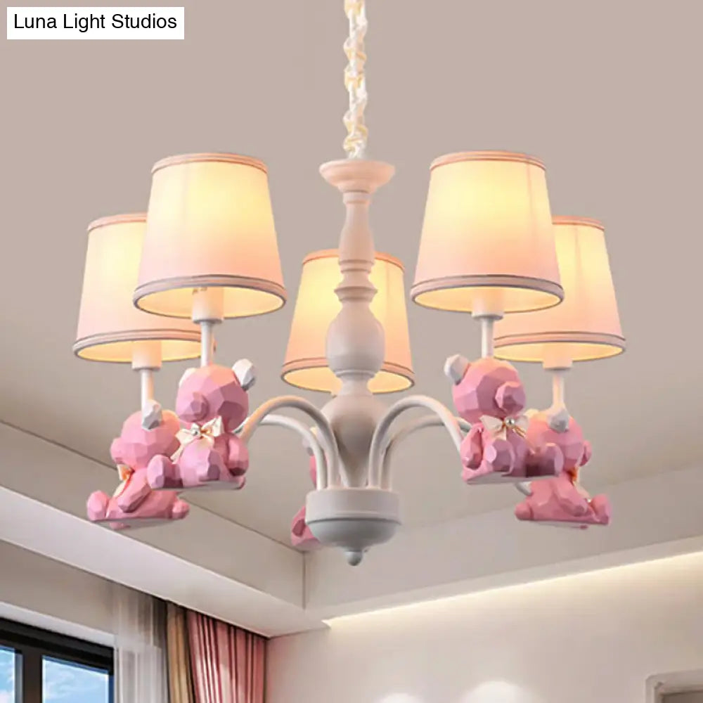 Chic Bear Hanging Ceiling Lamp - Metal And Resin Chandelier For Living Room