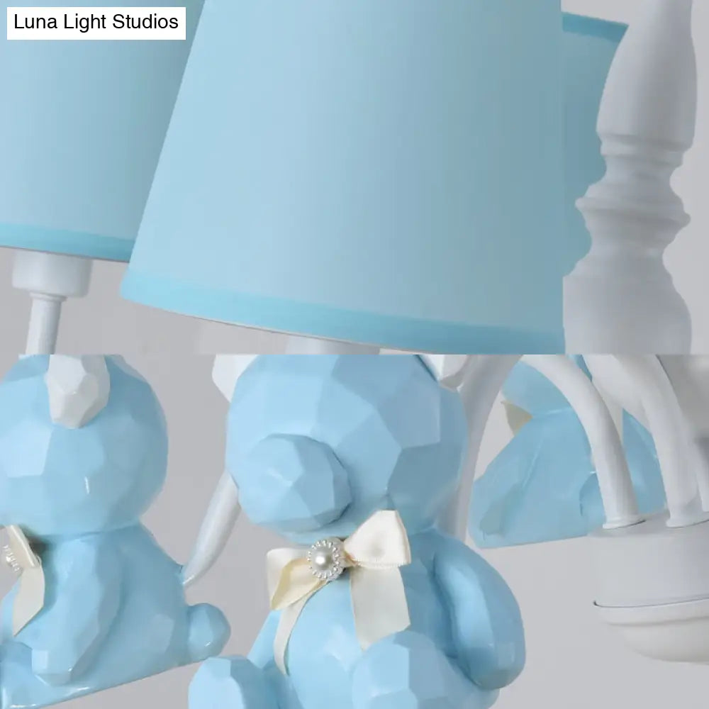Chic Bear Hanging Ceiling Lamp - Metal And Resin Chandelier For Living Room