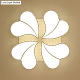 Child Bedroom Heart Flush Ceiling Light: Luxurious White Lamp With Crystal Accents