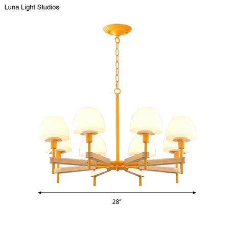 Childrens Bedroom Hanging Lamp: Metal & Glass Chandelier With 6 Lights