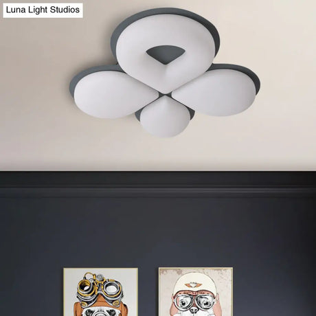 Children’s Bedroom Led Flush Mount Light Fixture In Grey/White/Coffee - Cute Flower Design