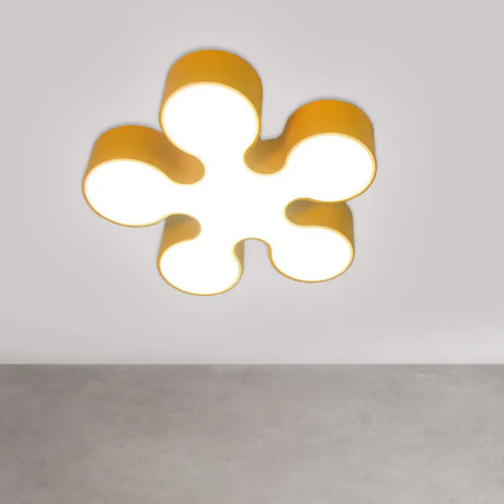 Children’s Led Blossom Ceiling Light In Blue/Red/Yellow - Acrylic Flush Mount Yellow