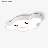 Children’s Led Ceiling Light For Kids Bedroom - Cartoon Smile/Dog Design White/Pink/Blue Flush