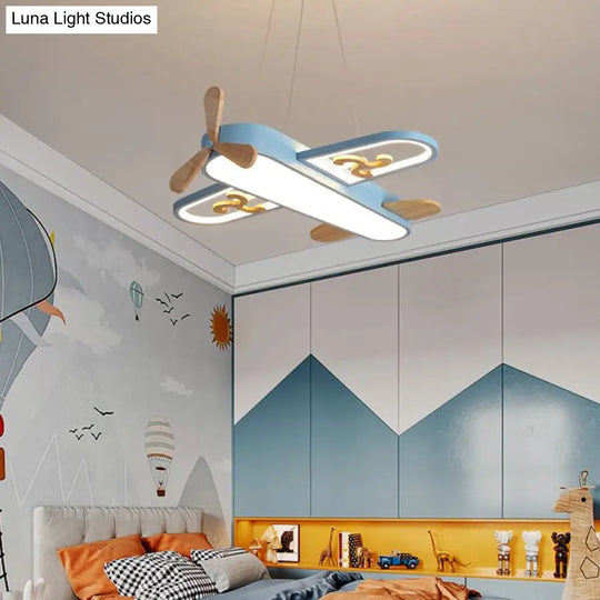 Childrens Plane Shaped Hanging Lamp Acrylic Bedroom Led Chandelier Pendant Light