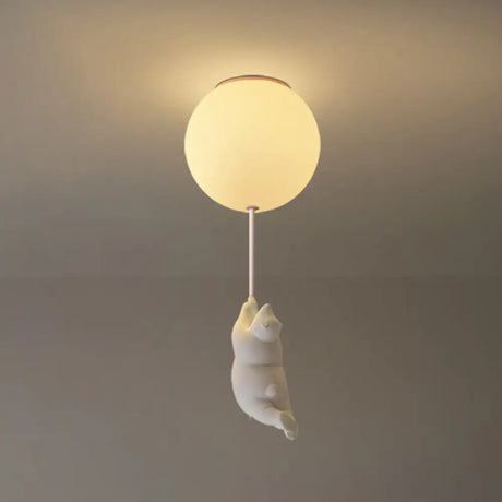 Childrens Room Cartoon Little Bear Ceiling Light - Ball Shape Flush Mount Fixture White / 5