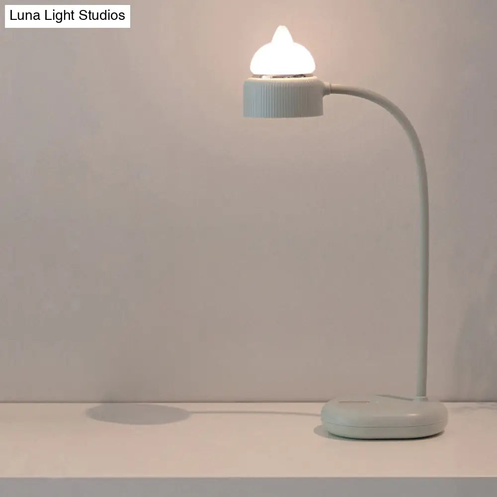 Childrens Usb Rechargeable Led Nightstand Light: White/Pink/Green Cat Rotating Table Lamp