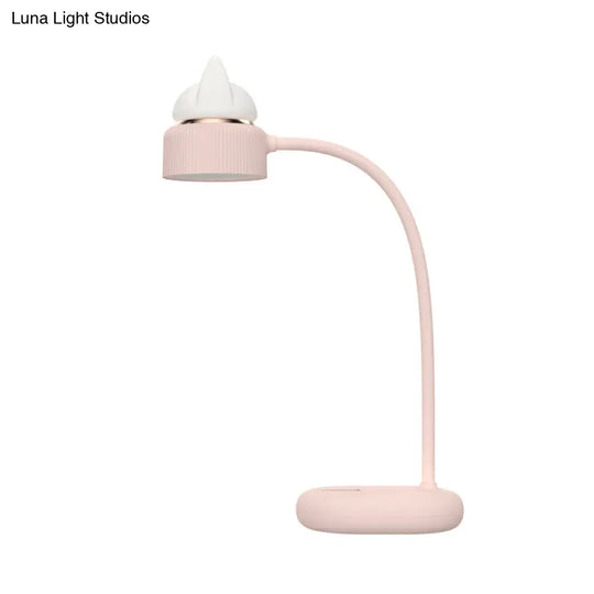 Childrens Usb Rechargeable Led Nightstand Light: White/Pink/Green Cat Rotating Table Lamp