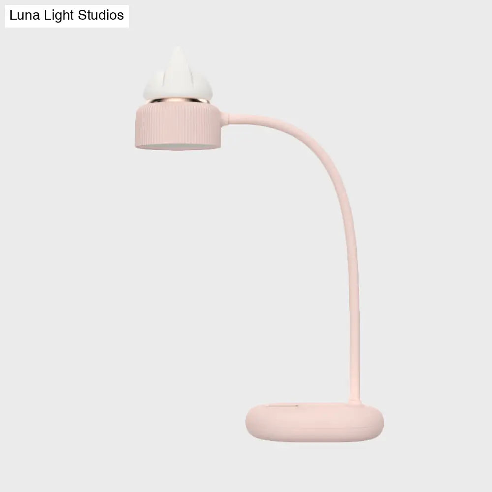 Childrens Usb Rechargeable Led Nightstand Light: White/Pink/Green Cat Rotating Table Lamp