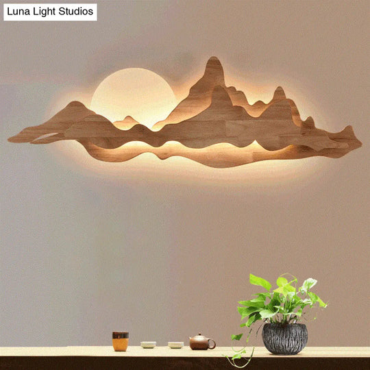 Chinese-Inspired Moon And Mountain Wall Sconce For Living Room
