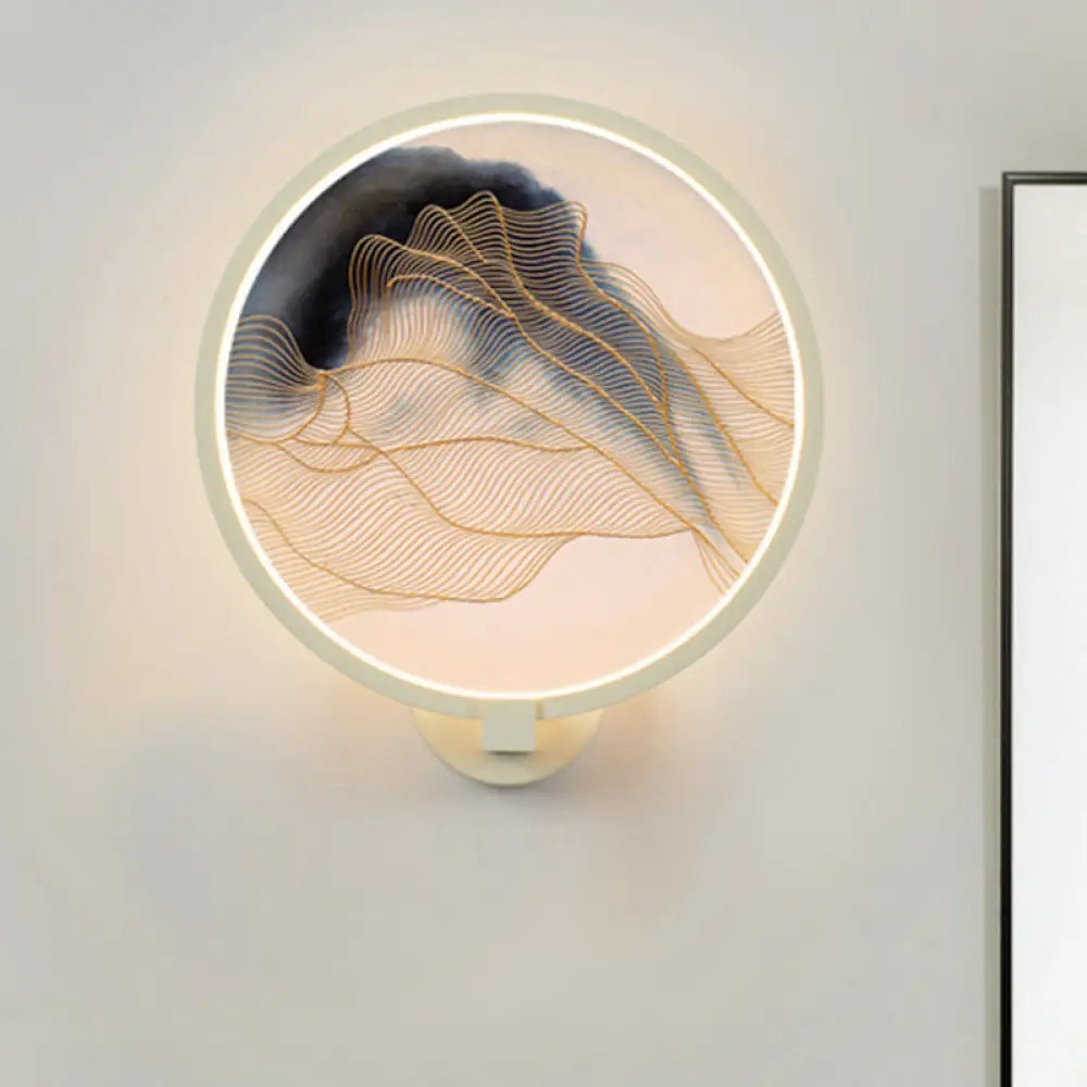 Chinese Led Acrylic Mountain Wall Lamp: White Mural Lighting For Living Room / B