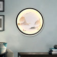 Chinese Style Led Wall Sconce - Foggy Mountains Fabric Mural Lamp Black