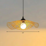 Chinese Style Lotus Leaf Pendant Light: Elegant Bamboo Hanging Light For Hallways Wood / 14’