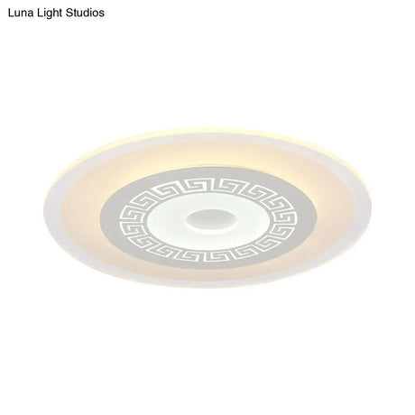 Chinese Style Ultrathin White Disc Led Flush Lamp - 16’/19.5’/23.5’ W Acrylic Ceiling Mount