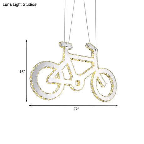 Chrome Bicycle Living Room Pendulum Led Crystal Chandelier Light