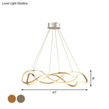 Chrome/Gold Twined Chandelier: Stylish Metal Led Pendant Light For Dining Room - 31/43 Wide