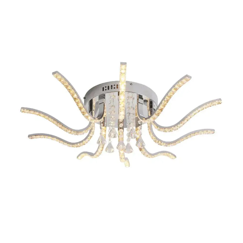Chrome Plated Finish Crystal Rc Modern Led Ceiling Lights For Living Room Bedroom Sutdy Dimmable