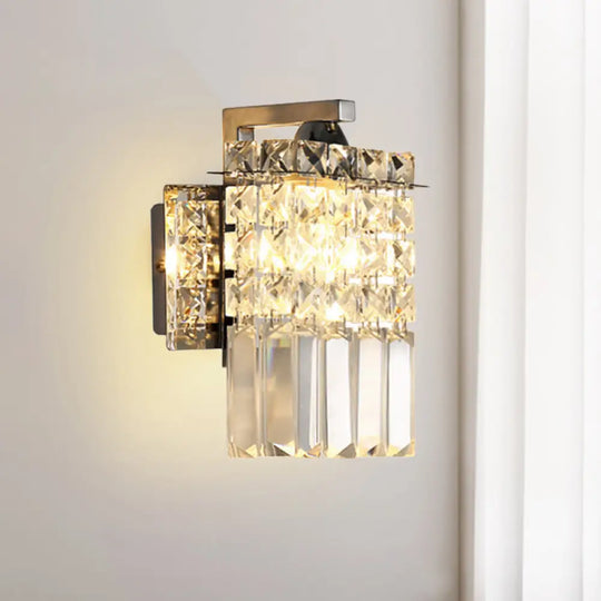 Chrome Rectangle Crystal Wall Sconce With Draping Rods / 7