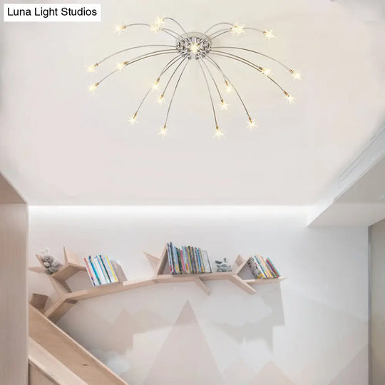 Chrome Semi Flush Ceiling Light: Stunning Fireworks Design For Kindergarten