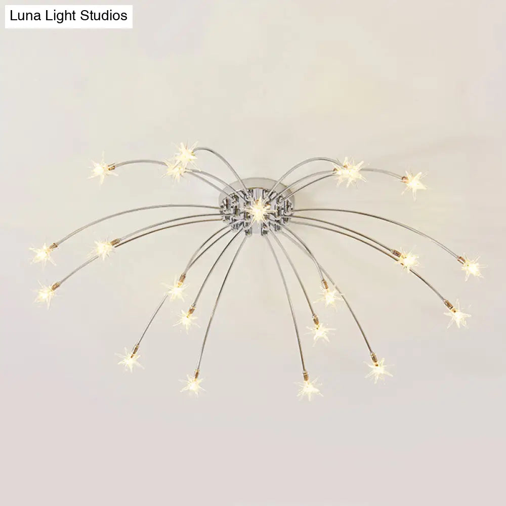 Chrome Semi Flush Ceiling Light: Stunning Fireworks Design For Kindergarten