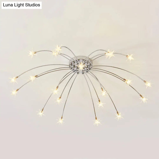 Chrome Semi Flush Ceiling Light: Stunning Fireworks Design For Kindergarten