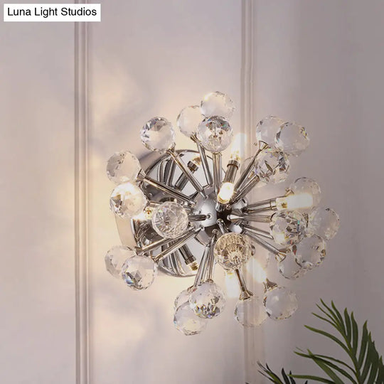 Chrome Sputnik Flushmount Crystal Ball Ceiling Light