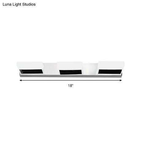 Chrome Wall Sconce With Brick Acrylic Shade For Bathroom Vanity - Choose From 2/3/5 Warm White